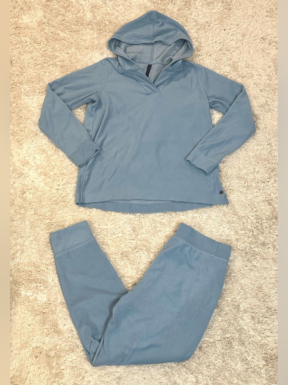 Gaiam Yoga Light Baby Blue Hooded Soft Asana Sweatshirt and Jogger Set